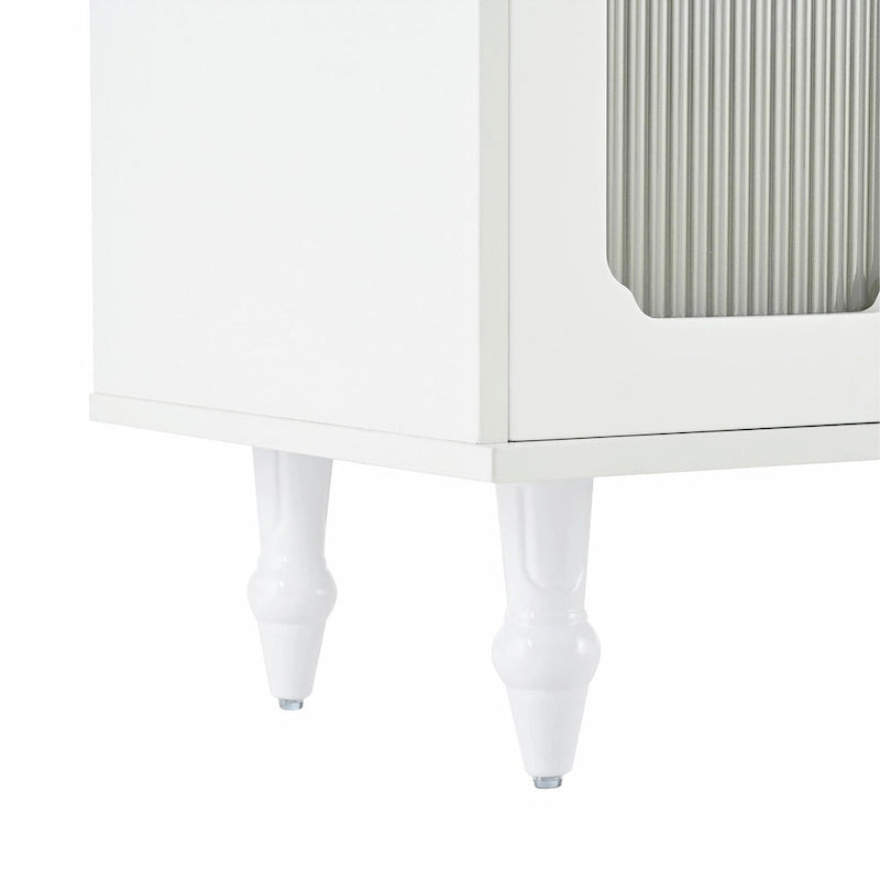 Retro TV Stand with Fluted Glass Doors for TVs Up to 78