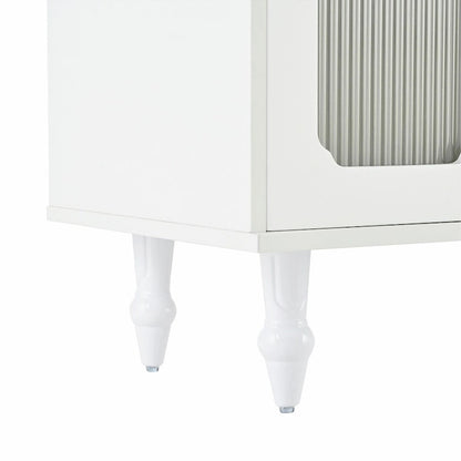 Retro TV Stand with Fluted Glass Doors for TVs Up to 78