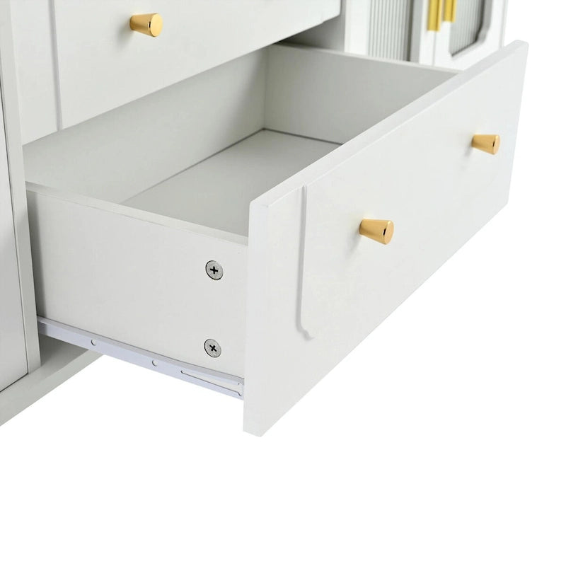 Retro TV Stand with Fluted Glass Doors for TVs Up to 78