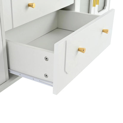 Retro TV Stand with Fluted Glass Doors for TVs Up to 78