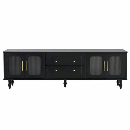 Retro TV Stand with Fluted Glass Doors for TVs Up to 78