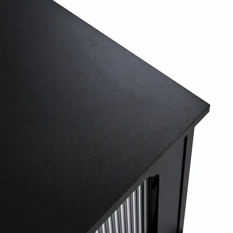 Retro TV Stand with Fluted Glass Doors for TVs Up to 78