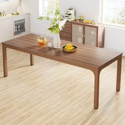 78.74-Inch Dining Table, Large Wood Dinner Table with Metal Legs for Living Room, Kitchen