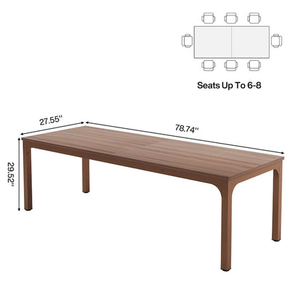 78.74-Inch Dining Table, Large Wood Dinner Table with Metal Legs for Living Room, Kitchen