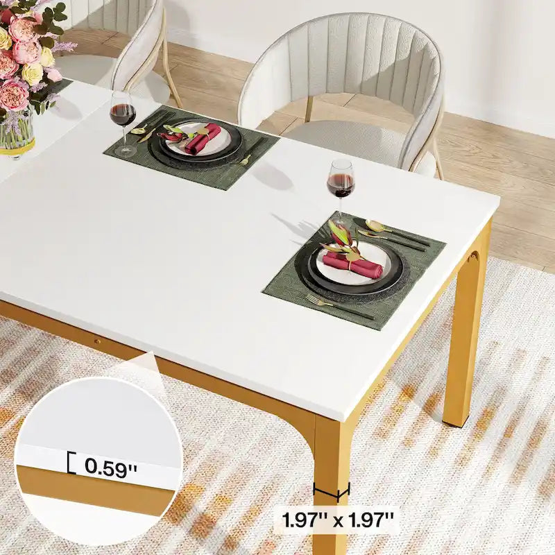 78.74-Inch Dining Table, Large Wood Dinner Table with Metal Legs for Living Room, Kitchen