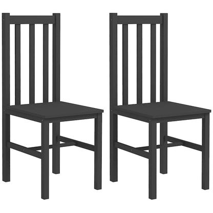 HOMCOM Dining Chairs, Set of 2 Farmhouse Kitchen & Dining Room Chairs with Slat Back, Pine Wood Seating for Living Room