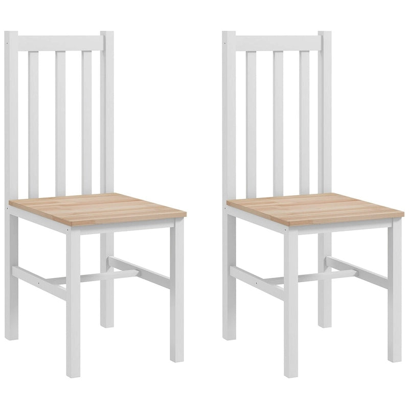 HOMCOM Dining Chairs, Set of 2 Farmhouse Kitchen & Dining Room Chairs with Slat Back, Pine Wood Seating for Living Room