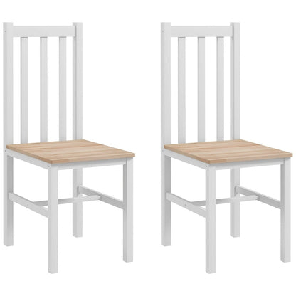 HOMCOM Dining Chairs, Set of 2 Farmhouse Kitchen & Dining Room Chairs with Slat Back, Pine Wood Seating for Living Room