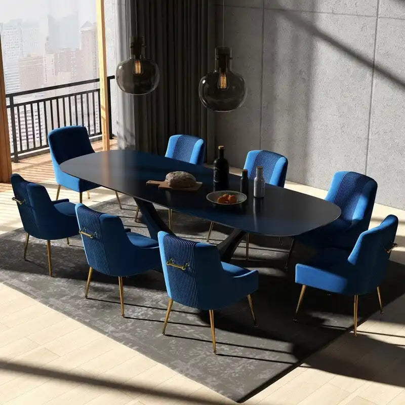 SEYNAR Modern Glam Velvet Dining Chair Set of 8 for Dining Room, Tufted Vanity Chair for Living Room (no table)