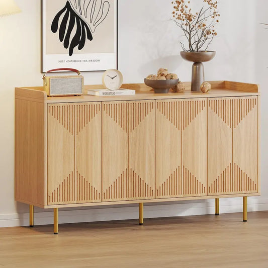 Moasis Double Sideboard Buffet Cabinet with Storage Shelf 4-Door Cabinet for Living Room and Kitchen