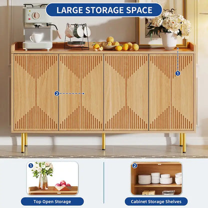 Moasis Double Sideboard Buffet Cabinet with Storage Shelf 4-Door Cabinet for Living Room and Kitchen