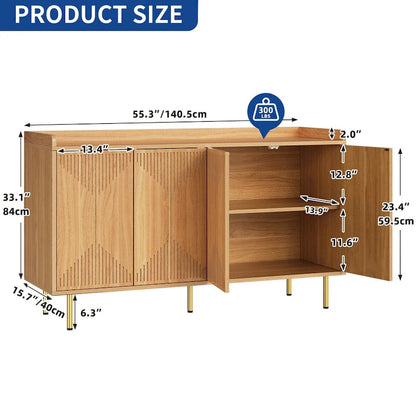 Moasis Double Sideboard Buffet Cabinet with Storage Shelf 4-Door Cabinet for Living Room and Kitchen