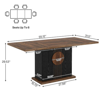 55 Dining Table with Rectangle Wood Top for Kitchen Dining Room
