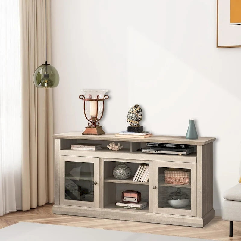 Roomfitters Contemporary TV Media Stand, Modern Entertainment Console, Up to 65 TV, Open & Closed Storage Space