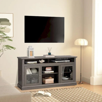 Roomfitters Contemporary TV Media Stand, Modern Entertainment Console, Up to 65 TV, Open & Closed Storage Space