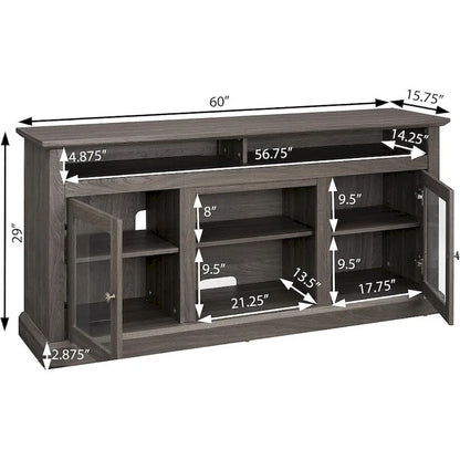 Roomfitters Contemporary TV Media Stand, Modern Entertainment Console, Up to 65 TV, Open & Closed Storage Space