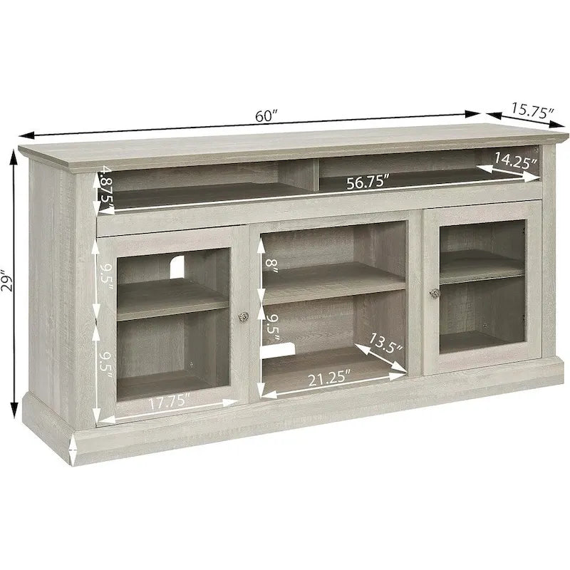 Roomfitters Contemporary TV Media Stand, Modern Entertainment Console, Up to 65 TV, Open & Closed Storage Space