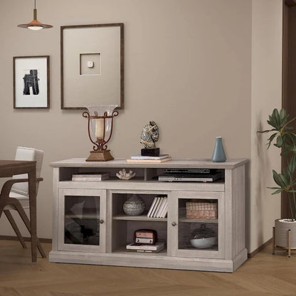 Roomfitters Contemporary TV Media Stand, Modern Entertainment Console, Up to 65 TV, Open & Closed Storage Space