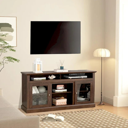 Roomfitters Contemporary TV Media Stand, Modern Entertainment Console, Up to 65 TV, Open & Closed Storage Space