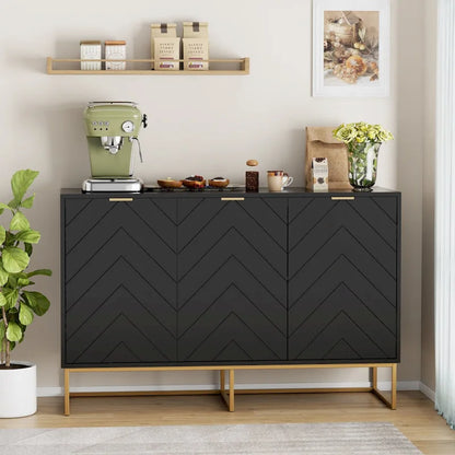 3 Doors Sideboard Buffet Cabinet with Storage Adjustable Shelf