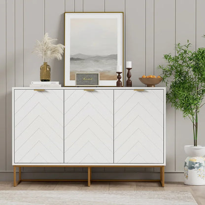 3 Doors Sideboard Buffet Cabinet with Storage Adjustable Shelf
