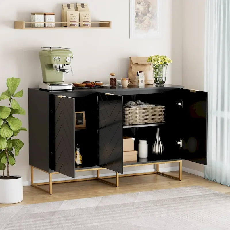 3 Doors Sideboard Buffet Cabinet with Storage Adjustable Shelf