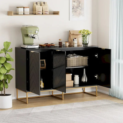 3 Doors Sideboard Buffet Cabinet with Storage Adjustable Shelf