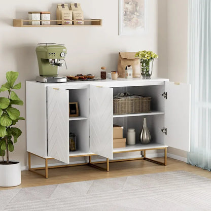 3 Doors Sideboard Buffet Cabinet with Storage Adjustable Shelf