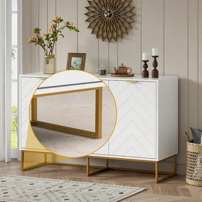 3 Doors Sideboard Buffet Cabinet with Storage Adjustable Shelf