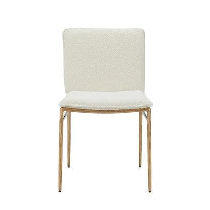 Cid Abby 19 Inch Side Dining Chair, Off White, Brass Gold Finished Legs