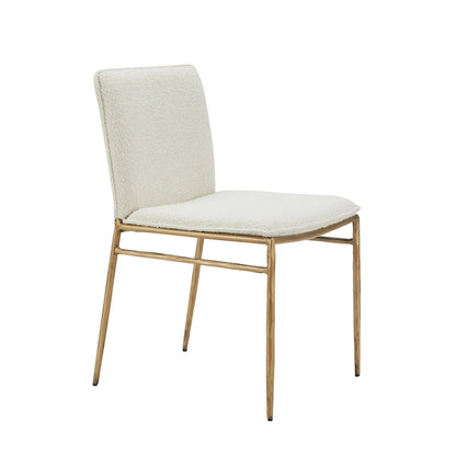 Cid Abby 19 Inch Side Dining Chair, Off White, Brass Gold Finished Legs