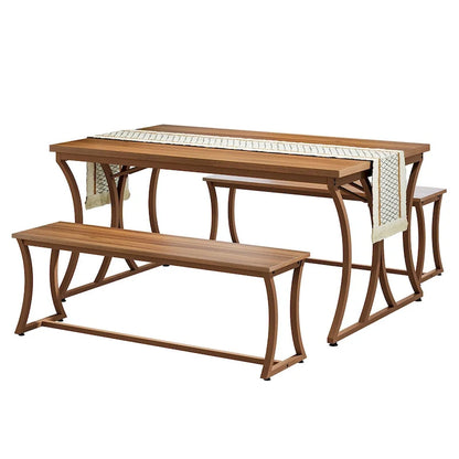 51-inch Rectangle Kitchen Dining Dinner Table with Bench Set for 4-6