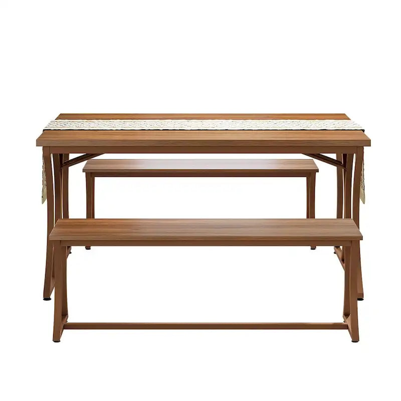 51-inch Rectangle Kitchen Dining Dinner Table with Bench Set for 4-6