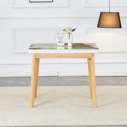 Imitation Marble White Sintered Stone Tabletop With Rubber Wooden Legs,Foldable Computer Desk,Foldable Office Desk