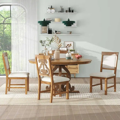 5-Piece Retro Functional Dining Set 1 Extendable Table
