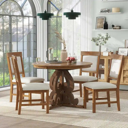 5-Piece Retro Functional Dining Set 1 Extendable Table