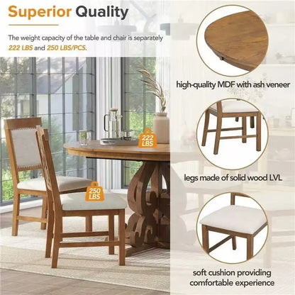 5-Piece Retro Functional Dining Set 1 Extendable Table