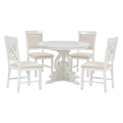 5-Piece Retro Functional Dining Set 1 Extendable Table