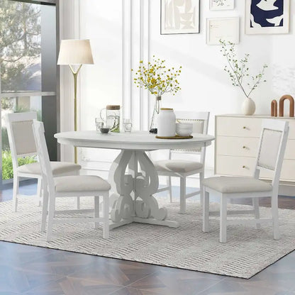 5-Piece Retro Functional Dining Set 1 Extendable Table
