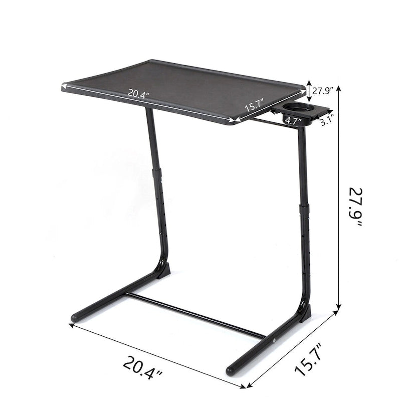 Folding TV Tray Laptop Table End Table Height Adjustable Cup Holder