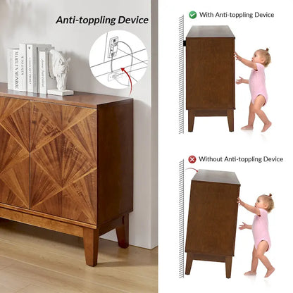 Ofelia Mid-century 60 Wide Geometric Patterned Sideboard with Adjustable Shelves by HULALA HOME