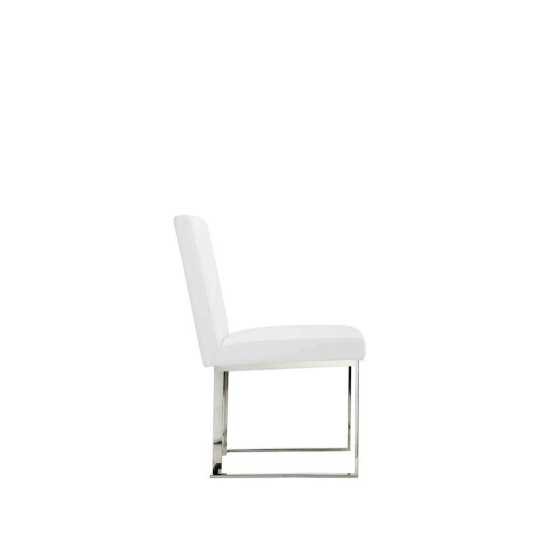 Boly 19 Inch Side Dining Chair Set of 2, Chrome Cantilever Steel Base White