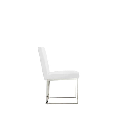 Boly 19 Inch Side Dining Chair Set of 2, Chrome Cantilever Steel Base White