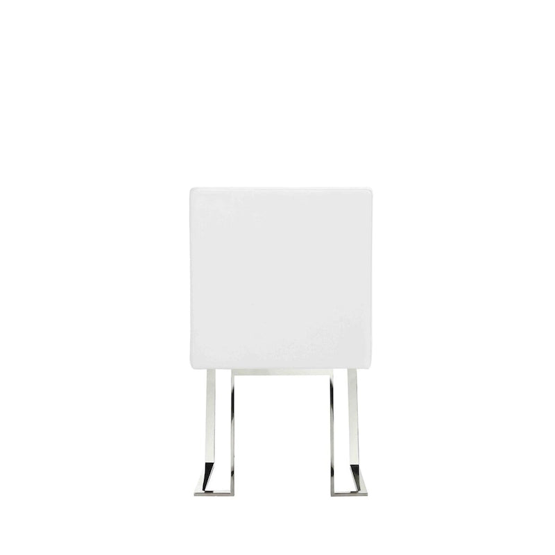 Boly 19 Inch Side Dining Chair Set of 2, Chrome Cantilever Steel Base White
