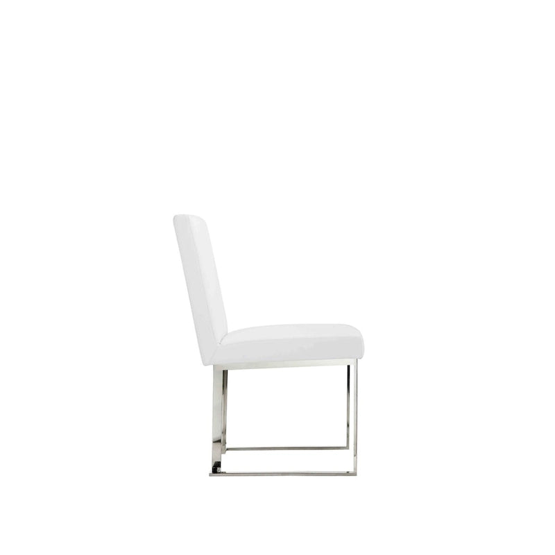 Boly 19 Inch Side Dining Chair Set of 2, Chrome Cantilever Steel Base White