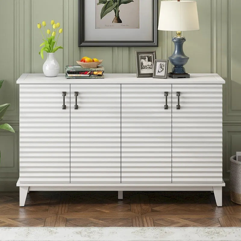 Large Storage Buffet with Adjustable Shelves and Metal Handles