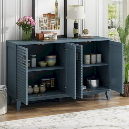 Large Storage Buffet with Adjustable Shelves and Metal Handles