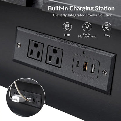 Julian Mid-century Modern End Table with Charging Station by HULALA HOME