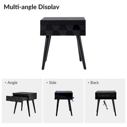 Julian Mid-century Modern End Table with Charging Station by HULALA HOME