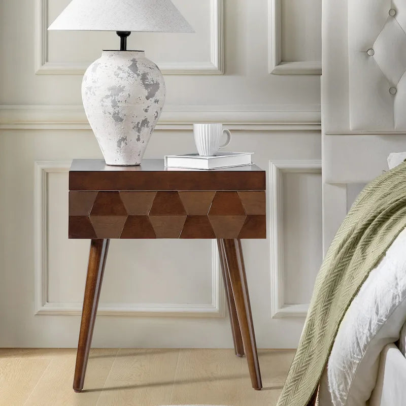 Julian Mid-century Modern End Table with Charging Station by HULALA HOME